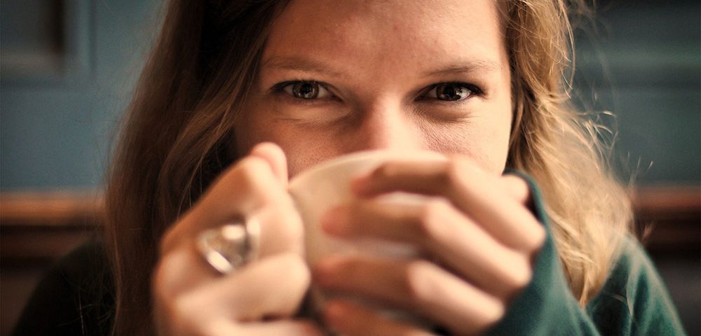 woman drinking herbal tea